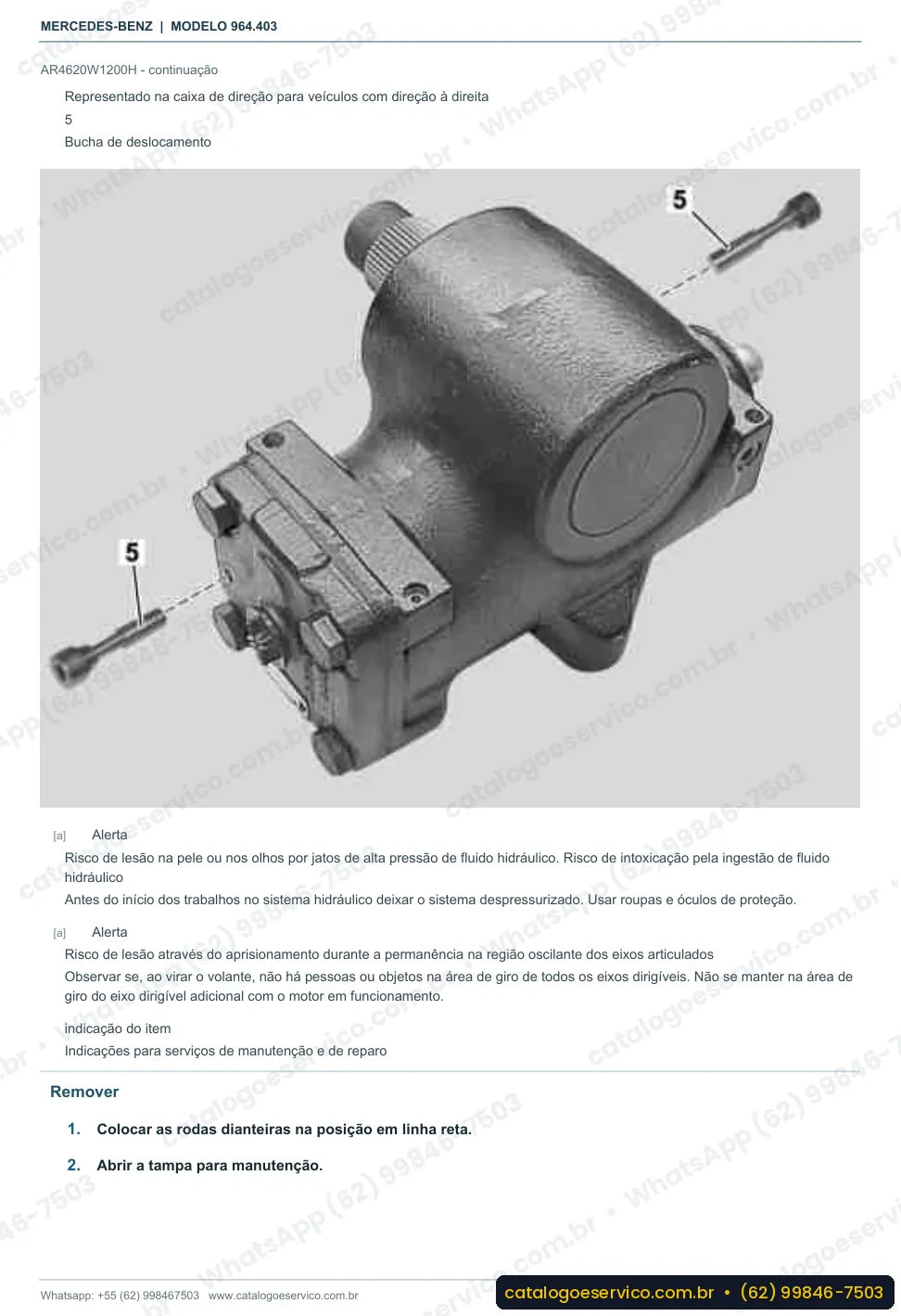 Página de procedimento do manual de oficina Mercedes-Benz Actros 1836 LS