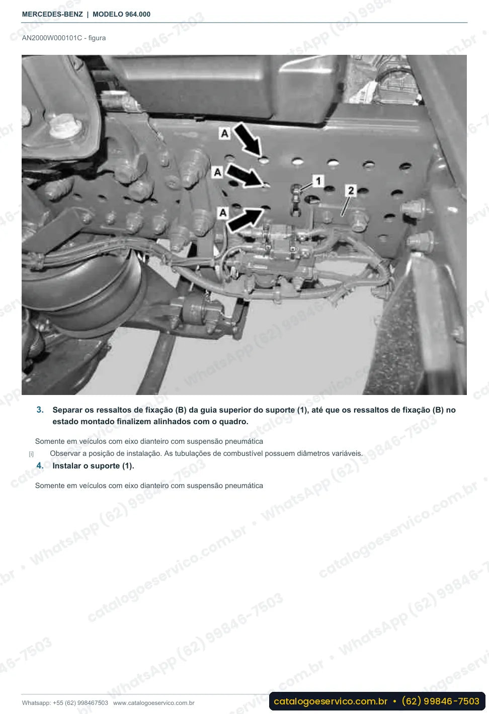 Página de procedimento do manual de oficina Mercedes-Benz Actros 1836