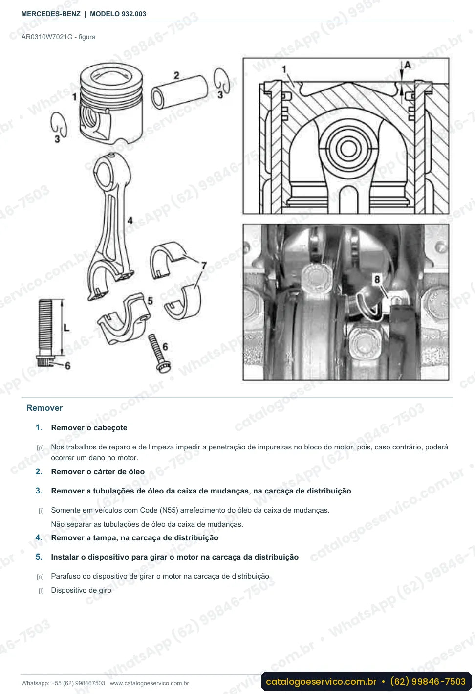 Página de procedimento do manual de oficina Mercedes-Benz Actros 1840 K