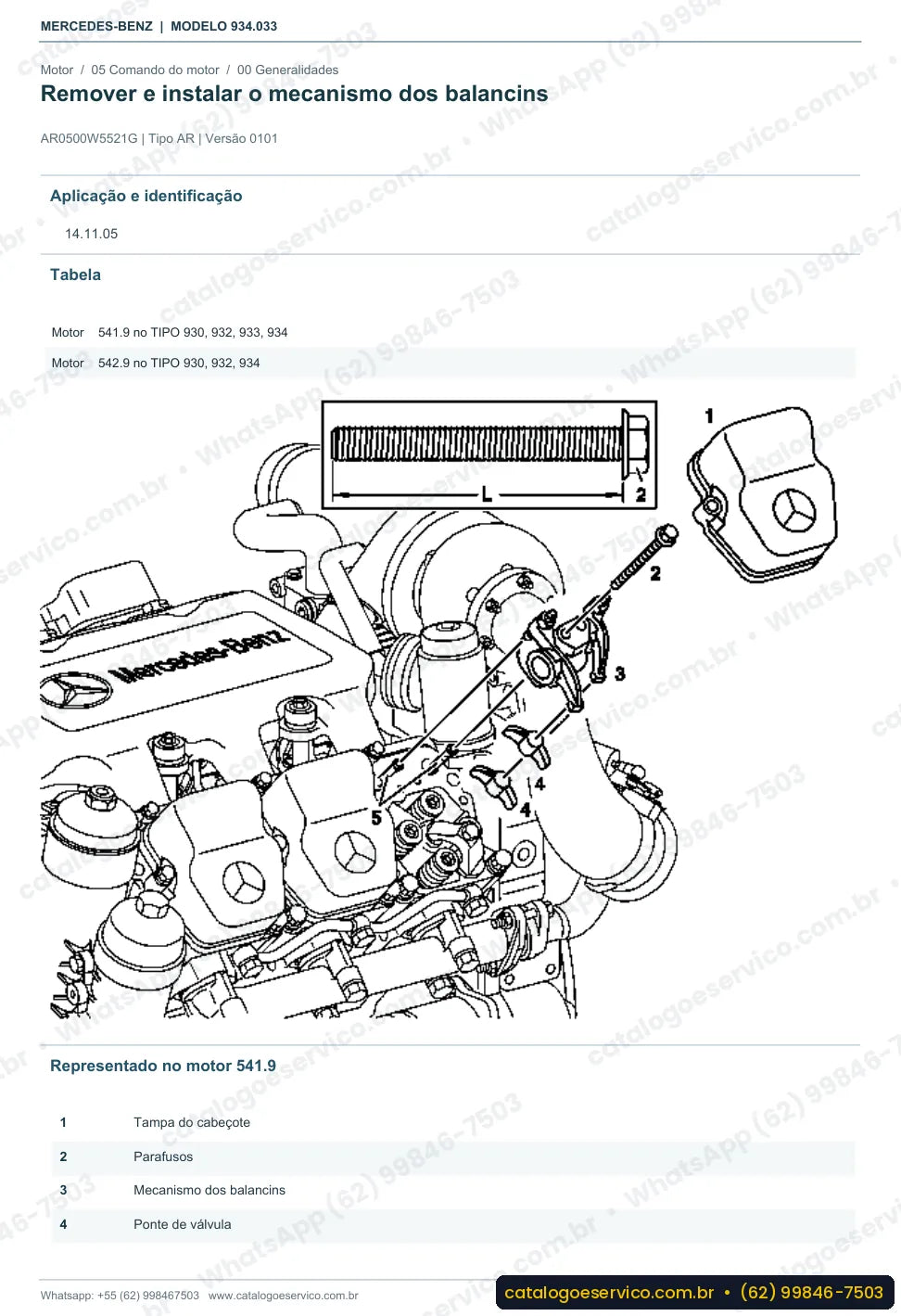 Página de procedimento do manual de oficina Mercedes-Benz Actros 1840 LS