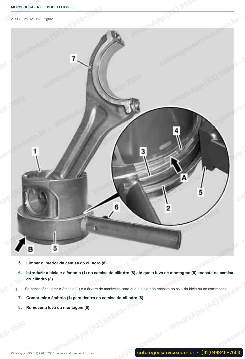 Página de procedimento do manual de oficina Mercedes-Benz Actros 1840