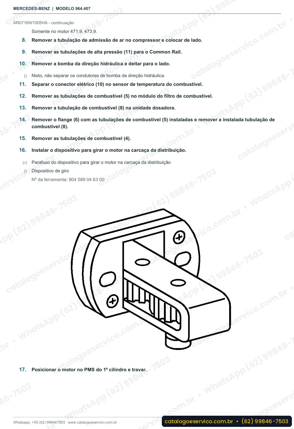 Página de procedimento do manual de oficina Mercedes-Benz Actros 1842 AS