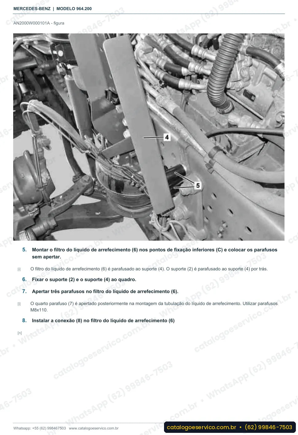 Página de procedimento do manual de oficina Mercedes-Benz Actros 1842 K
