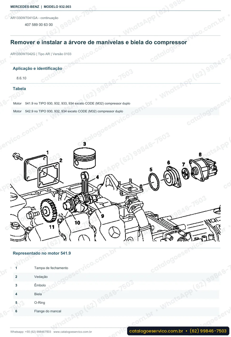 Página de procedimento do manual de oficina Mercedes-Benz Actros 1843 K