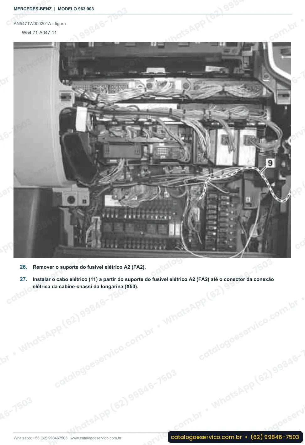 Página de procedimento do manual de oficina Mercedes-Benz Actros 1843 L
