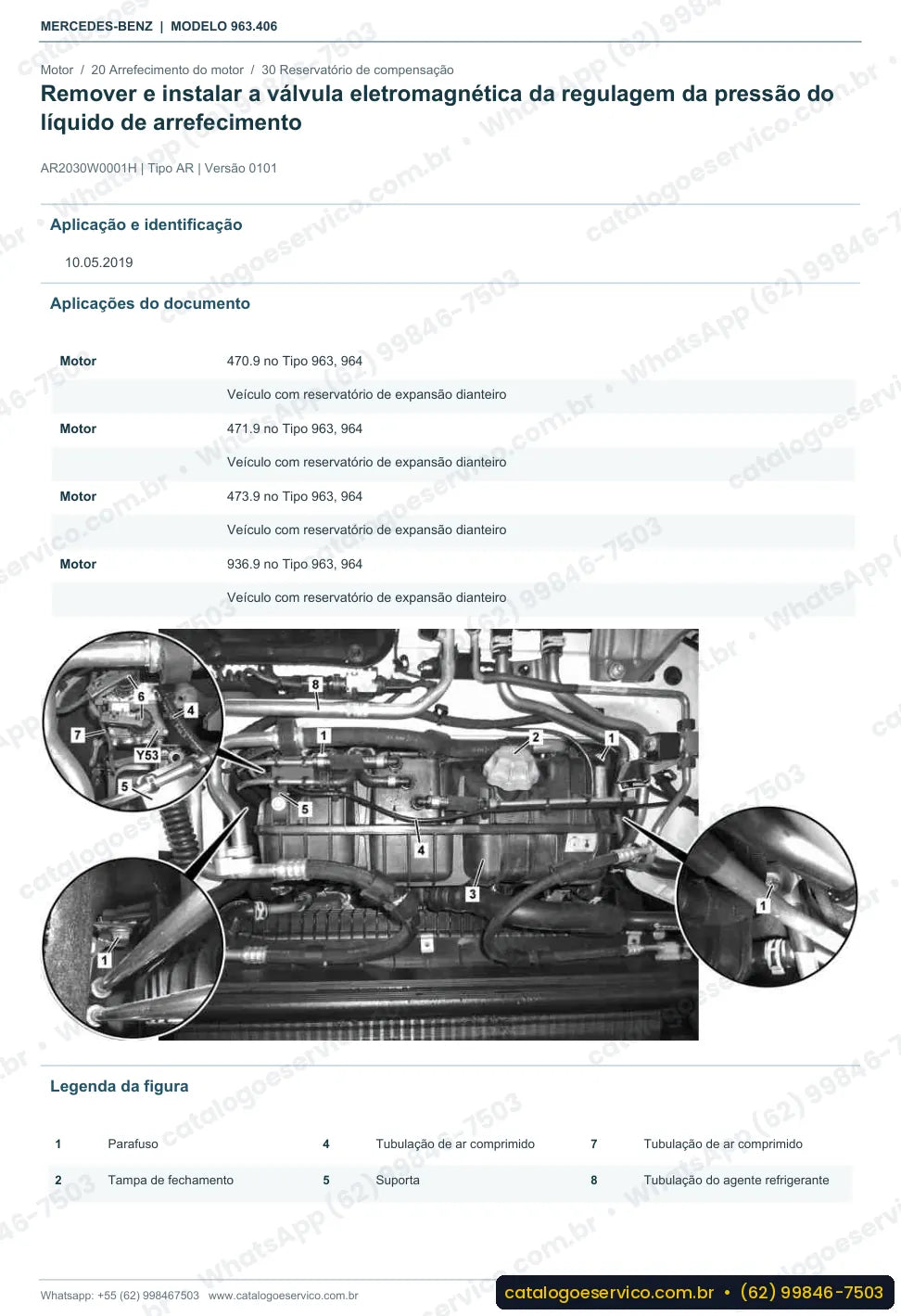 Página de procedimento do manual de oficina Mercedes-Benz Actros 1843 LS