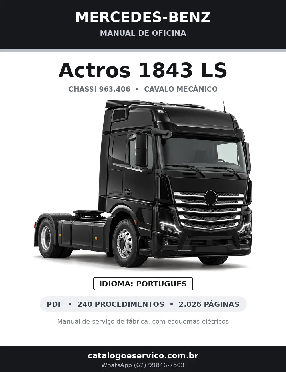 Capa do manual de oficina Mercedes-Benz Actros 1843 LS