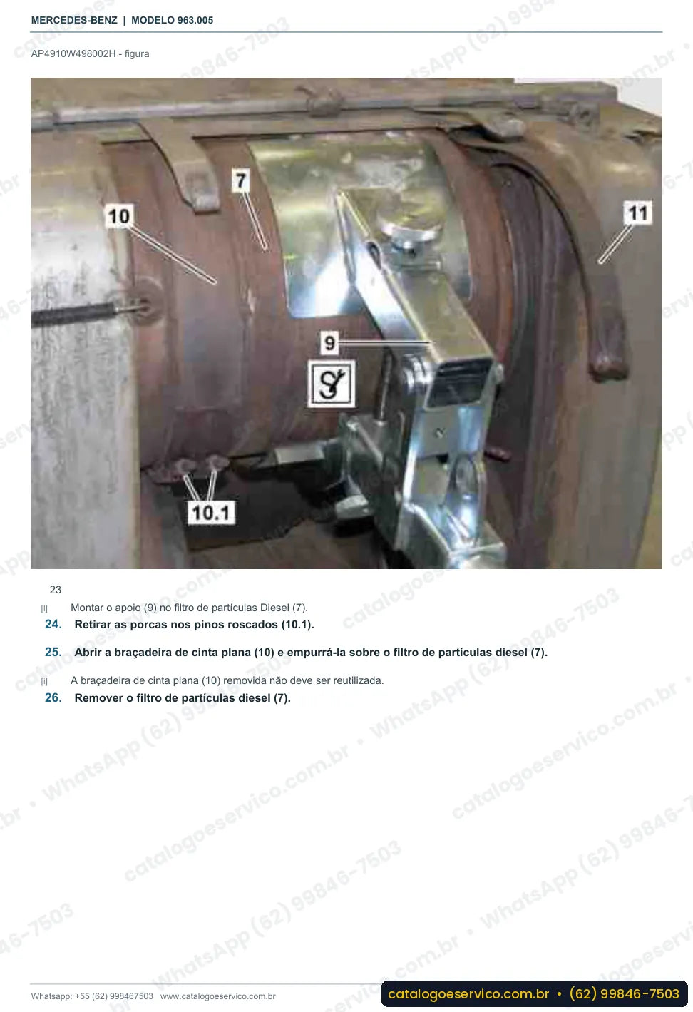 Página de procedimento do manual de oficina Mercedes-Benz Actros 1846 L
