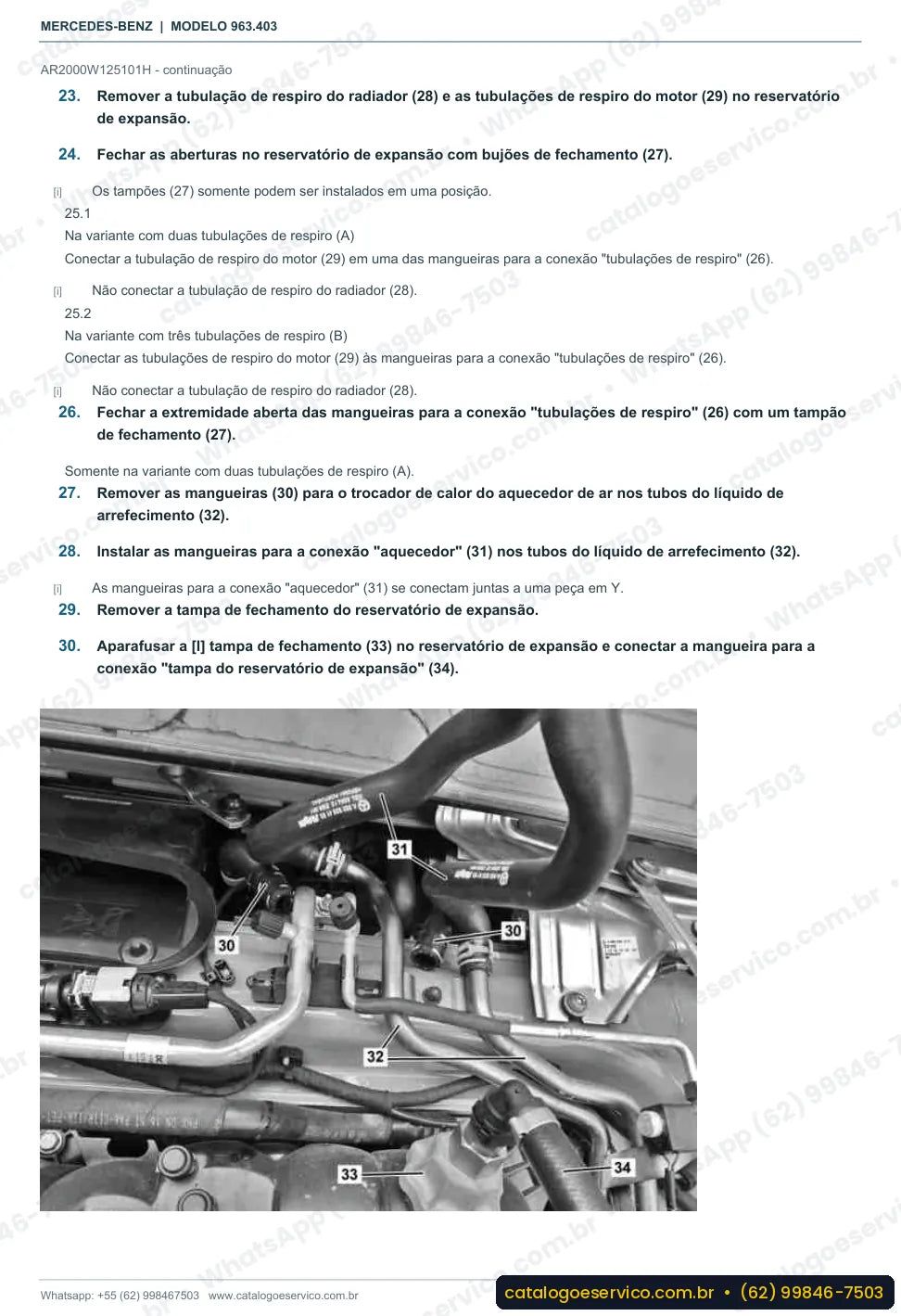 Página de procedimento do manual de oficina Mercedes-Benz Actros 1846 LS
