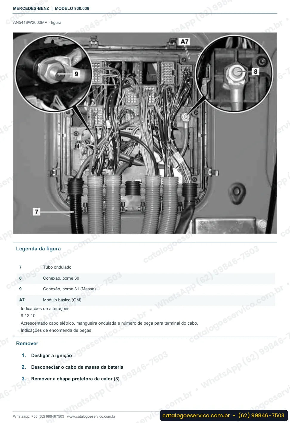 Página de procedimento do manual de oficina Mercedes-Benz Actros 1848 L