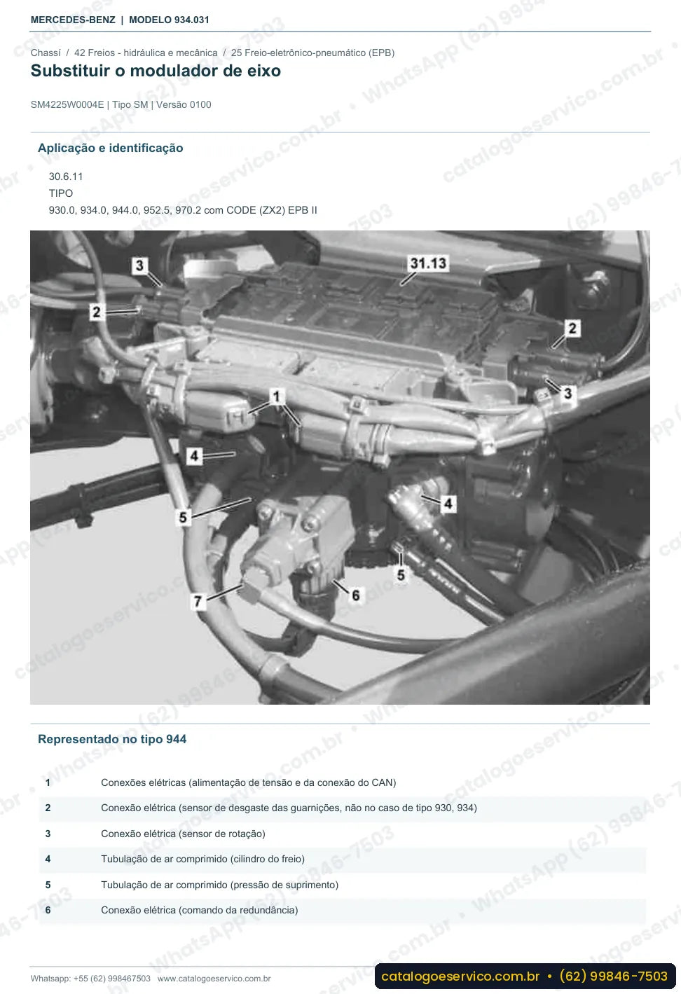 Página de procedimento do manual de oficina Mercedes-Benz Actros 1848 LS