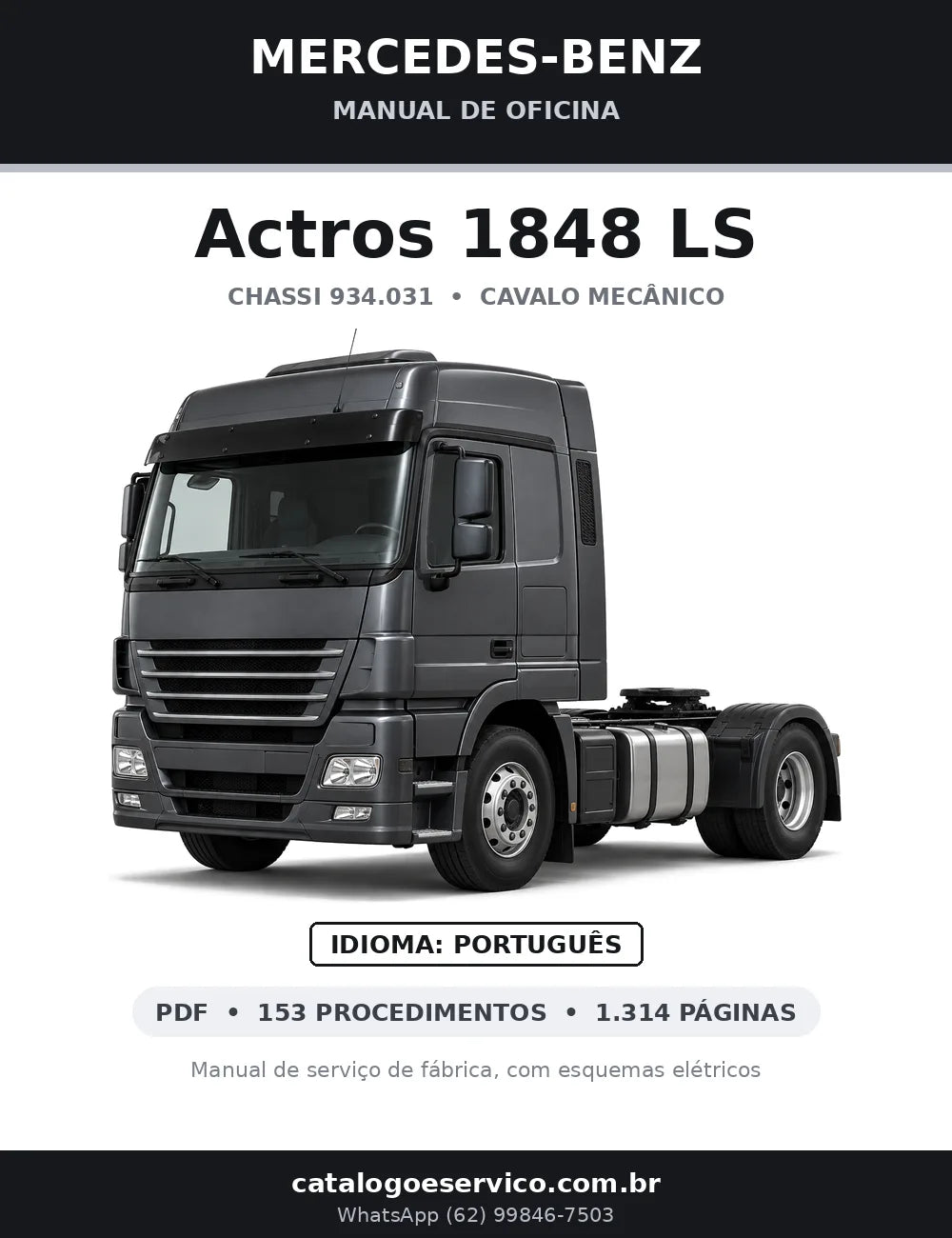 Capa do manual de oficina Mercedes-Benz Actros 1848 LS