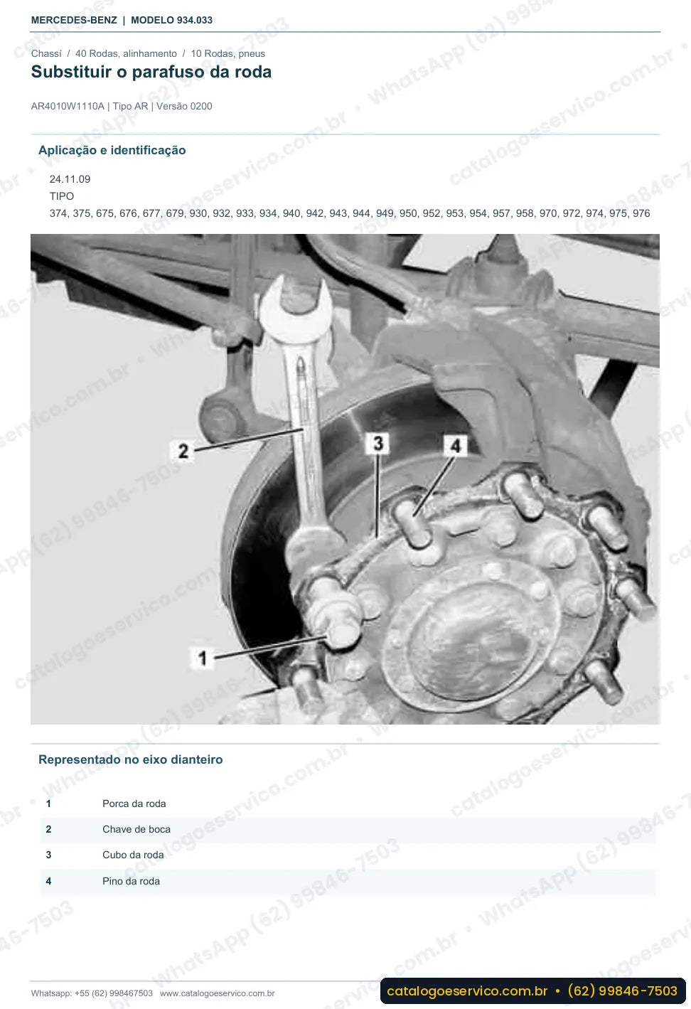 Página de procedimento do manual de oficina Mercedes-Benz Actros 1850 LS