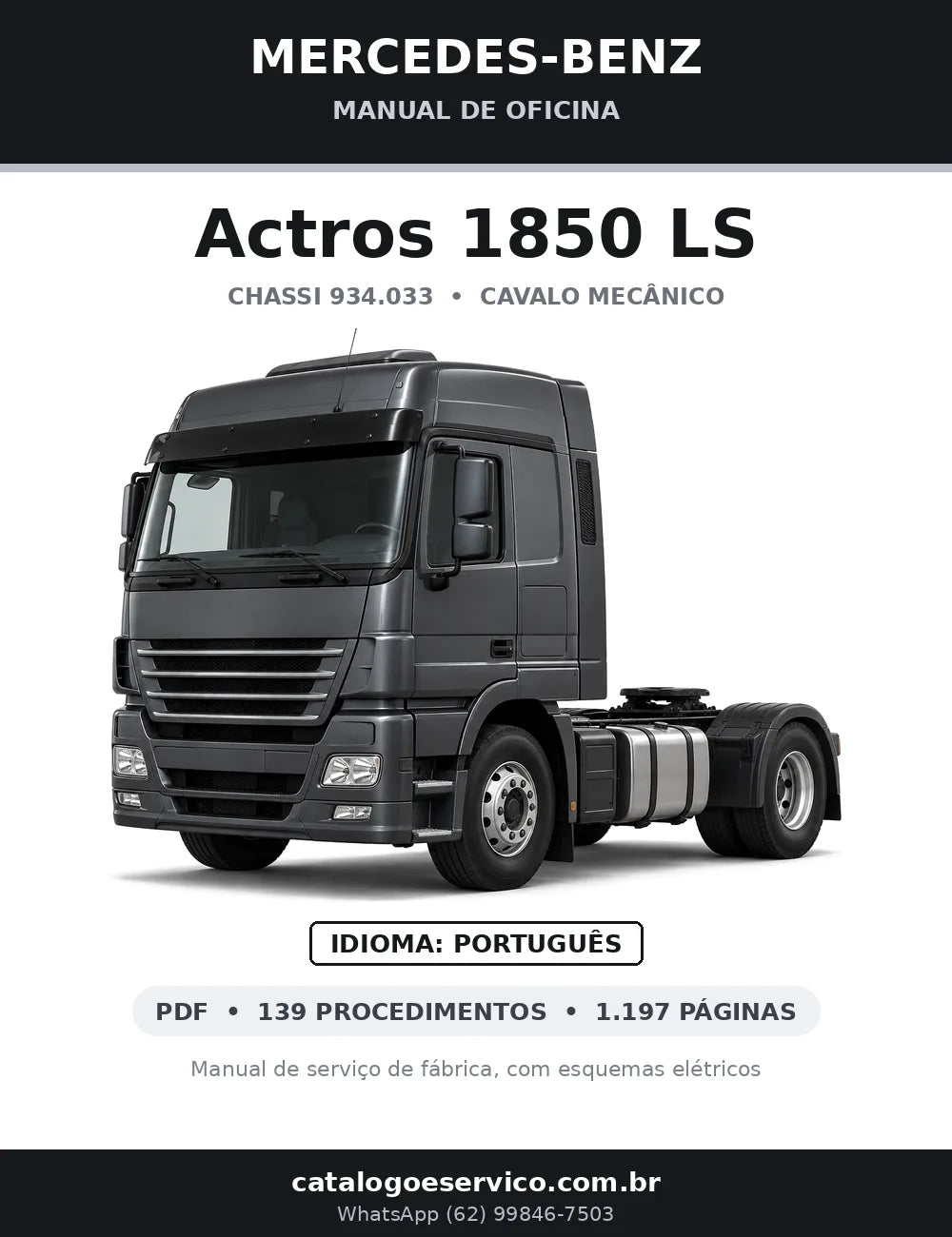 Capa do manual de oficina Mercedes-Benz Actros 1850 LS