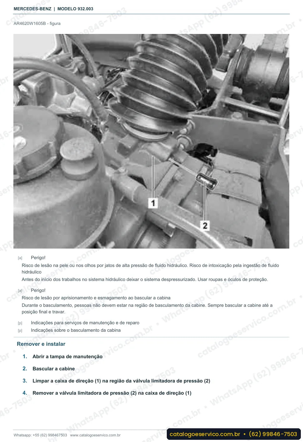Página de procedimento do manual de oficina Mercedes-Benz Actros 1851 K