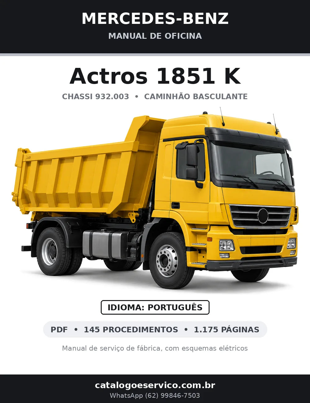 Capa do manual de oficina Mercedes-Benz Actros 1851 K