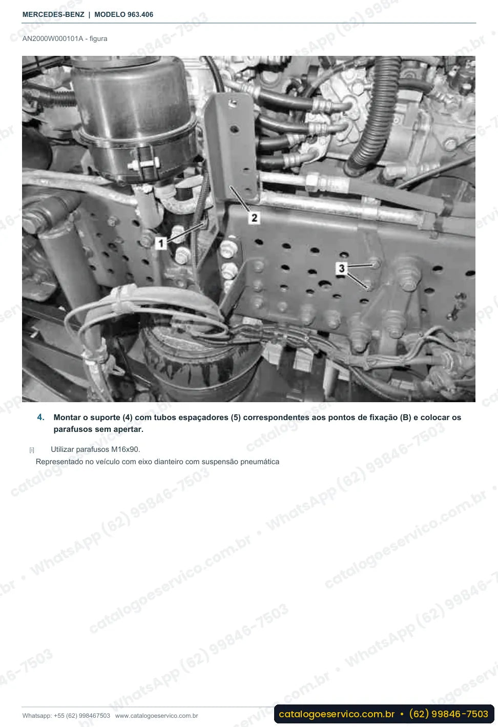 Página de procedimento do manual de oficina Mercedes-Benz Actros 1851 LS