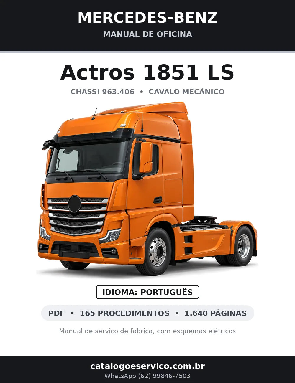 Capa do manual de oficina Mercedes-Benz Actros 1851 LS