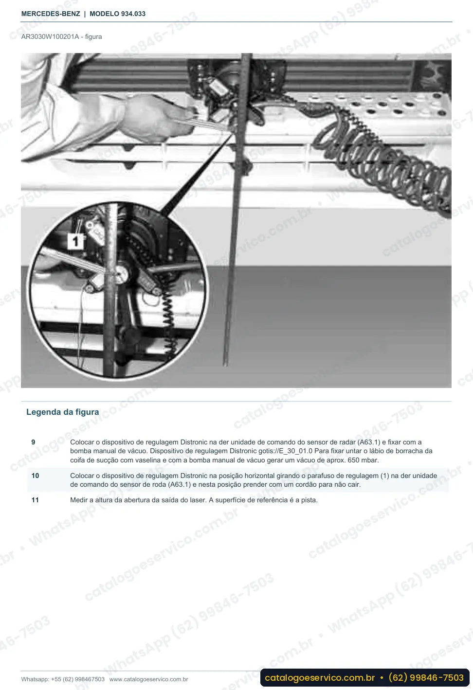 Página de procedimento do manual de oficina Mercedes-Benz Actros 1858 LS