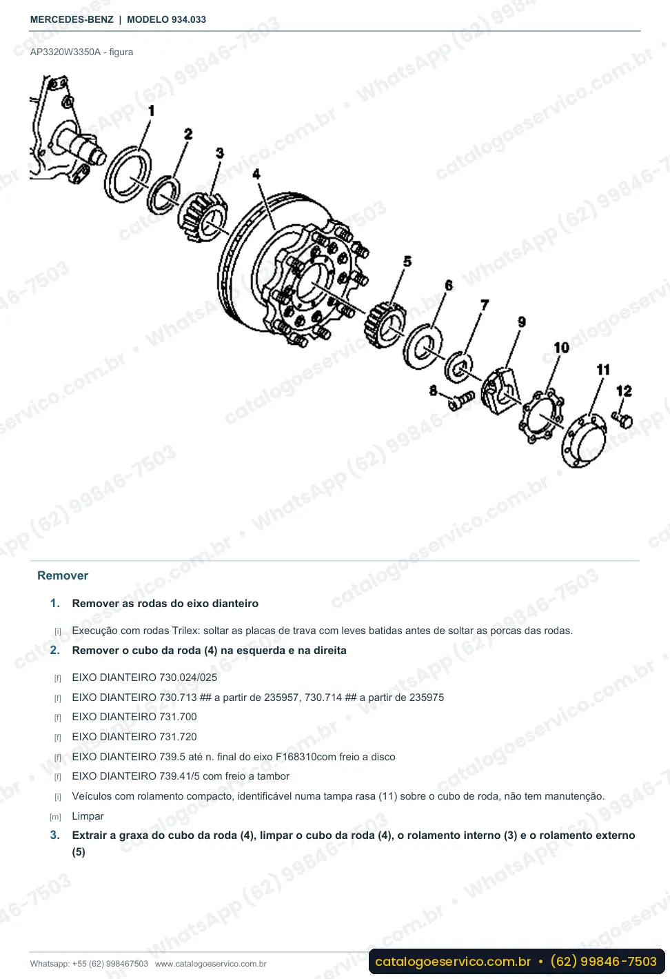 Página de procedimento do manual de oficina Mercedes-Benz Actros 1858 LS