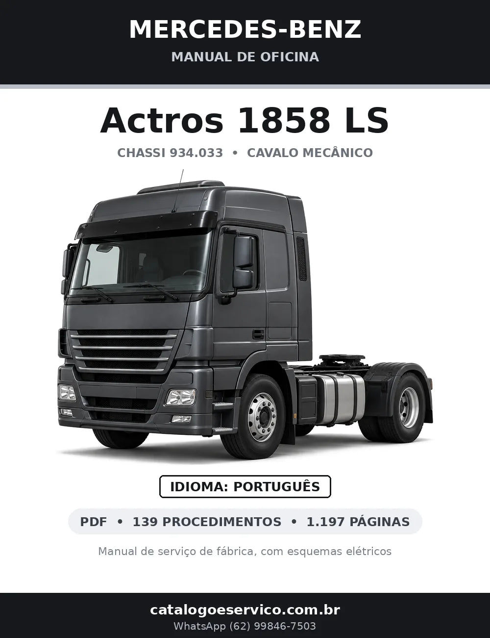 Capa do manual de oficina Mercedes-Benz Actros 1858 LS