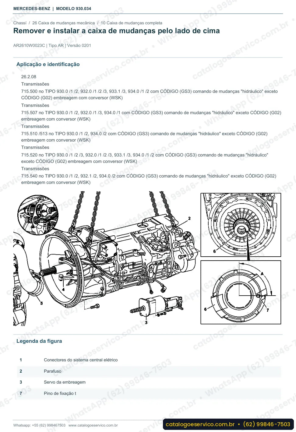 Página de procedimento do manual de oficina Mercedes-Benz Actros 1860 L