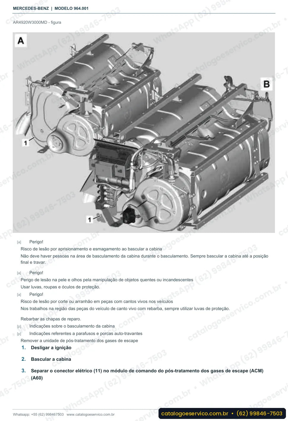 Página de procedimento do manual de oficina Mercedes-Benz Actros 2024
