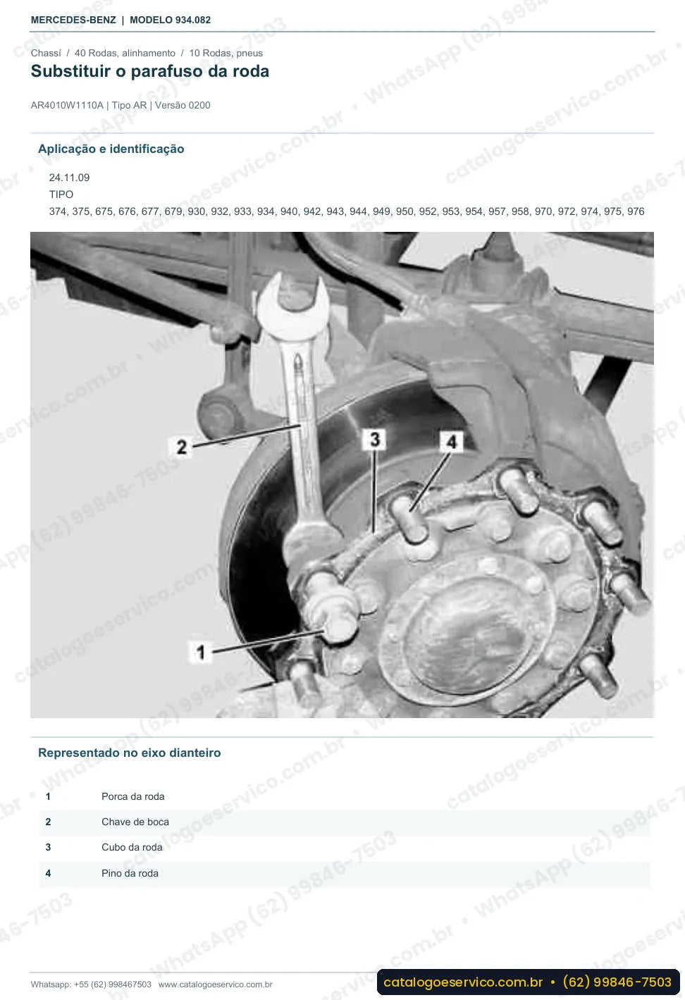 Página de procedimento do manual de oficina Mercedes-Benz Actros 2032 AS