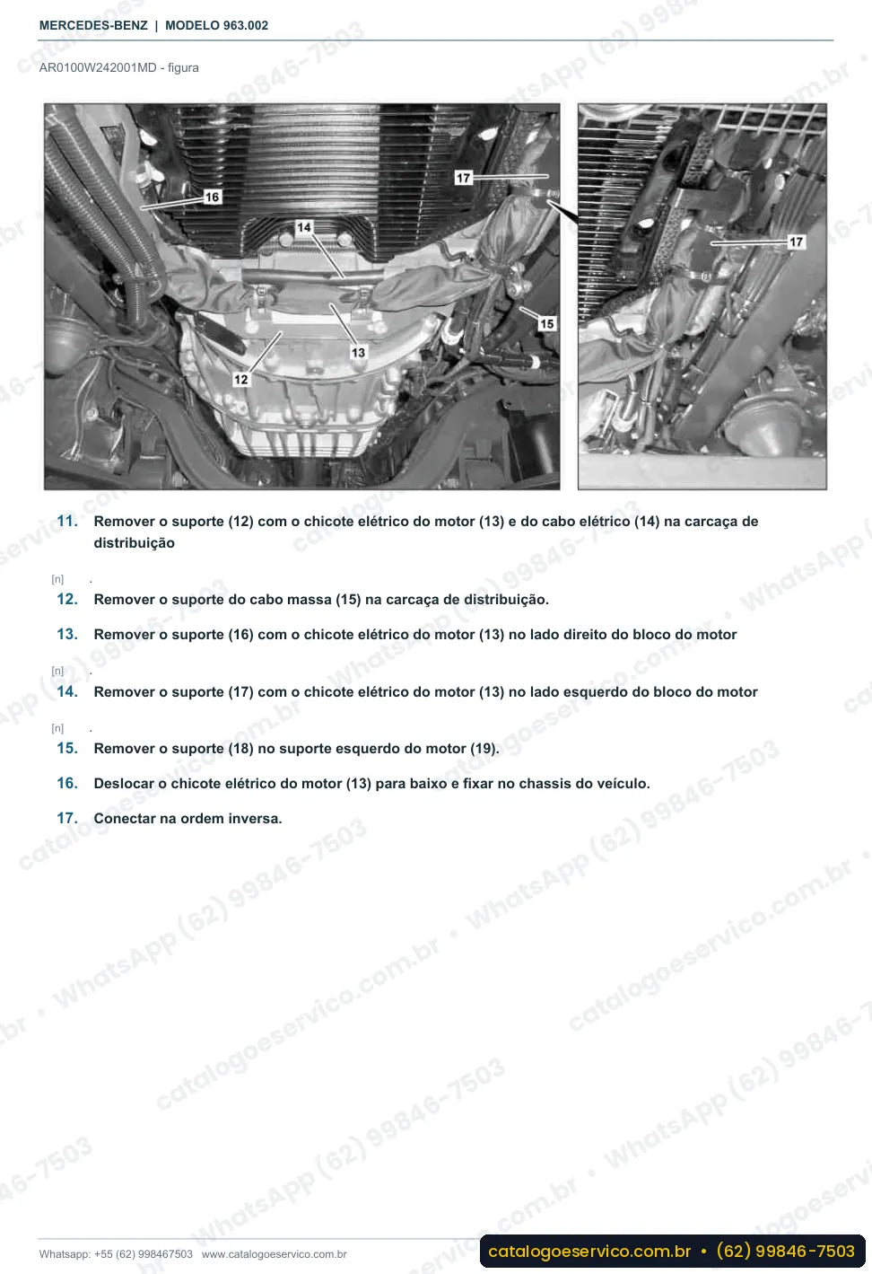 Página de procedimento do manual de oficina Mercedes-Benz Actros 2032 L