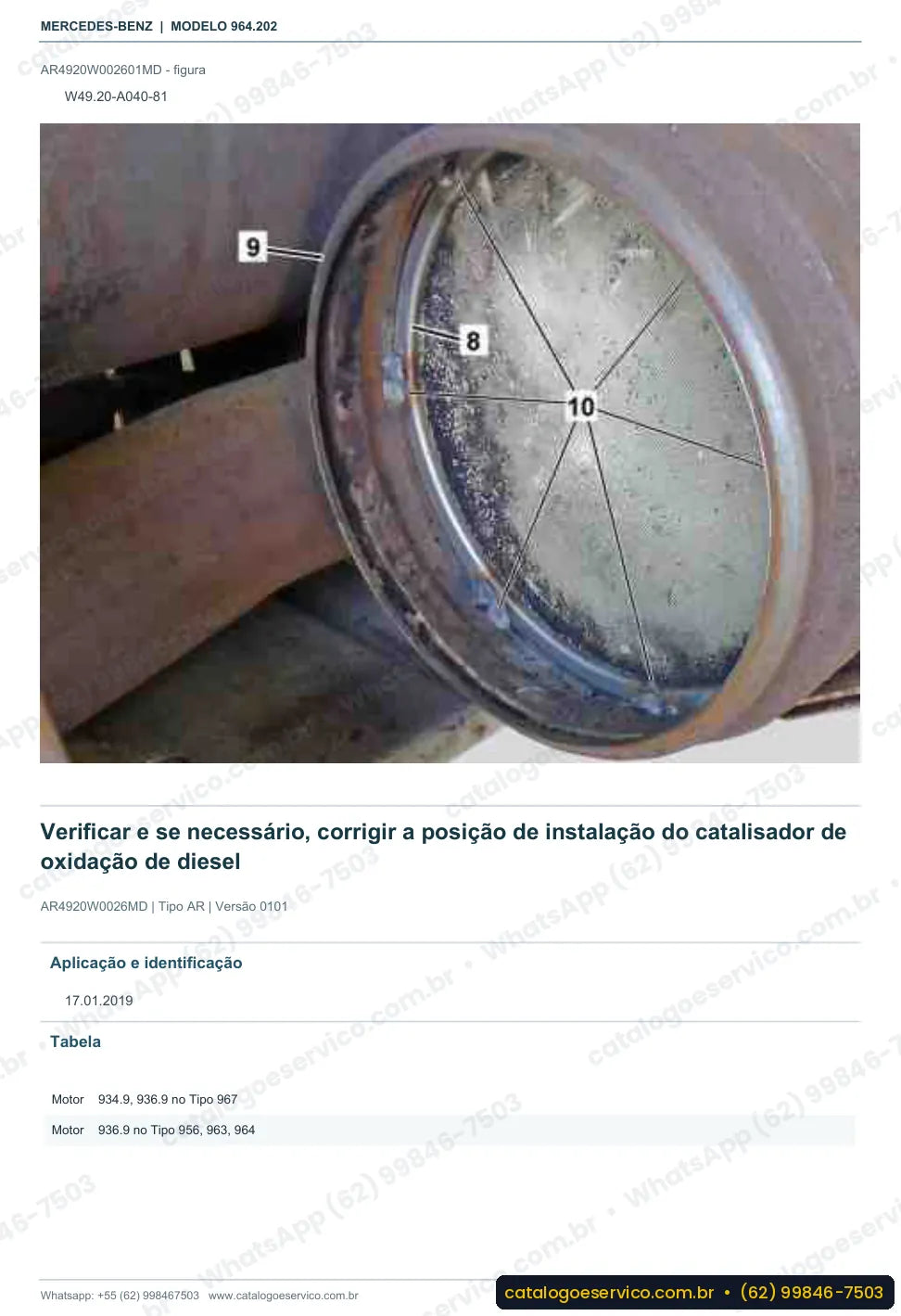 Página de procedimento do manual de oficina Mercedes-Benz Actros 2032 LK