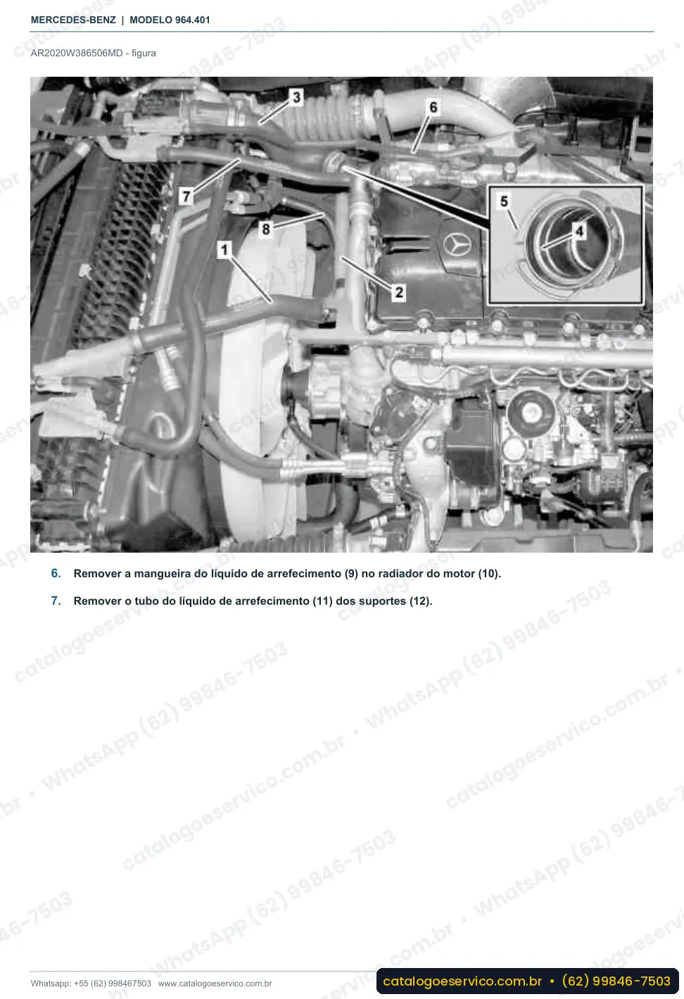 Página de procedimento do manual de oficina Mercedes-Benz Actros 2032 S