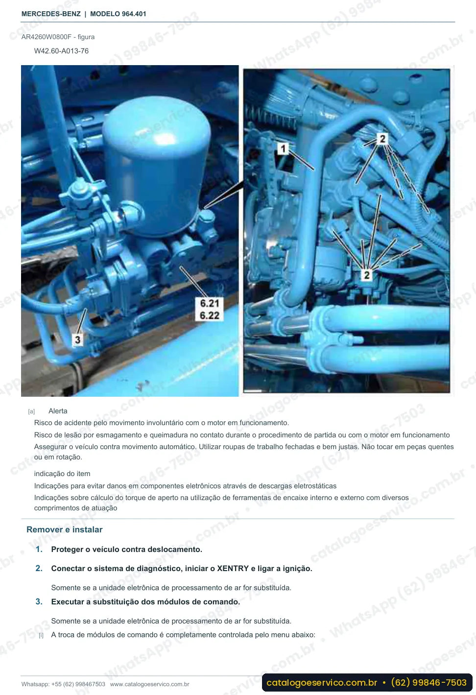 Página de procedimento do manual de oficina Mercedes-Benz Actros 2032 S