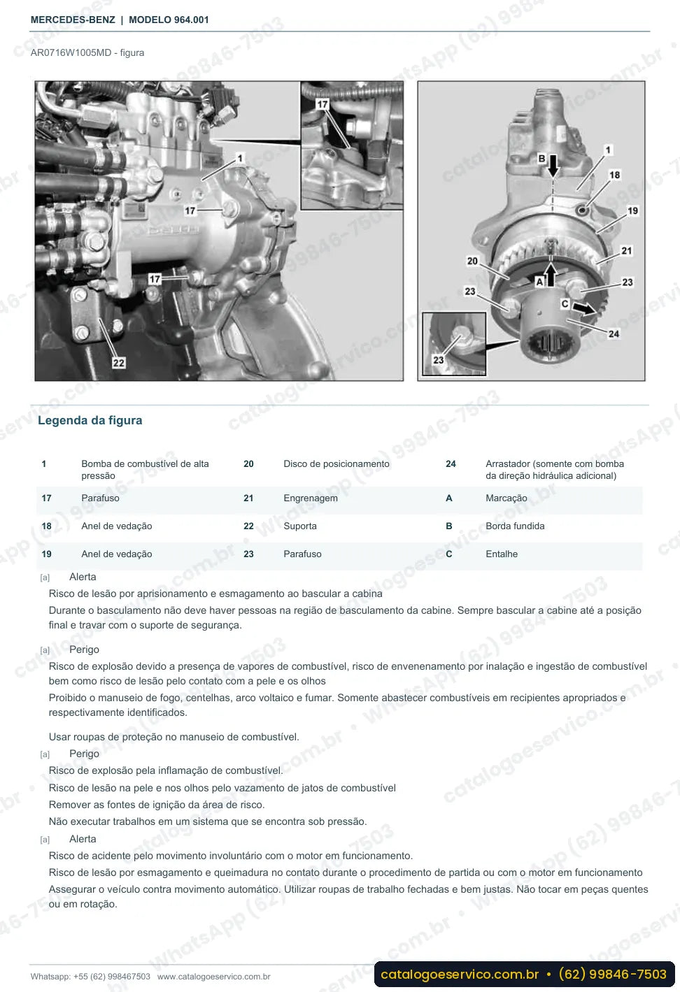 Página de procedimento do manual de oficina Mercedes-Benz Actros 2032