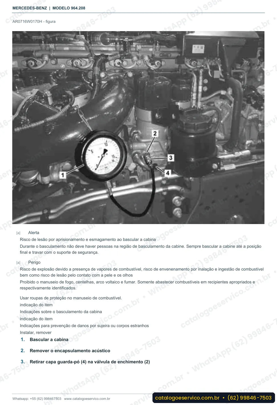 Página de procedimento do manual de oficina Mercedes-Benz Actros 2033 AK