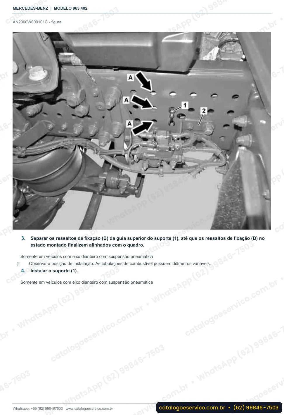 Página de procedimento do manual de oficina Mercedes-Benz Actros 2033 LS