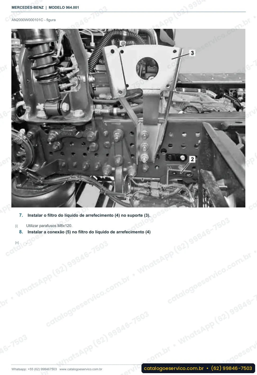 Página de procedimento do manual de oficina Mercedes-Benz Actros 2033