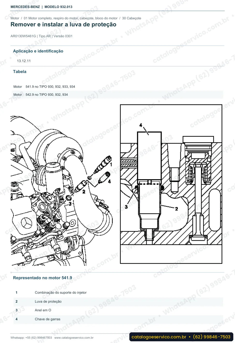 Página de procedimento do manual de oficina Mercedes-Benz Actros 2035 K