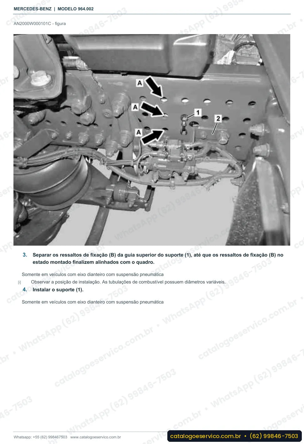 Página de procedimento do manual de oficina Mercedes-Benz Actros 2036 L