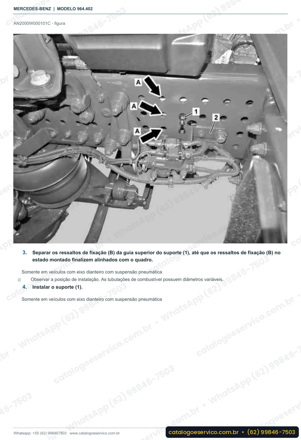 Página de procedimento do manual de oficina Mercedes-Benz Actros 2036 LS