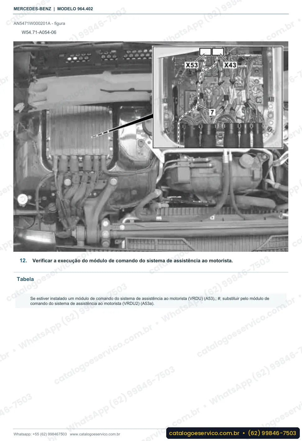 Página de procedimento do manual de oficina Mercedes-Benz Actros 2036 LS