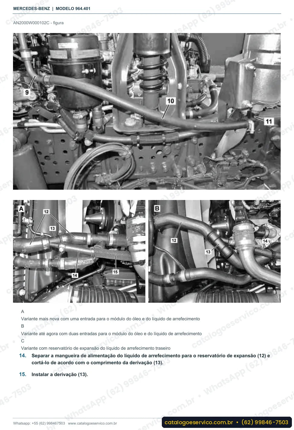 Página de procedimento do manual de oficina Mercedes-Benz Actros 2036 S