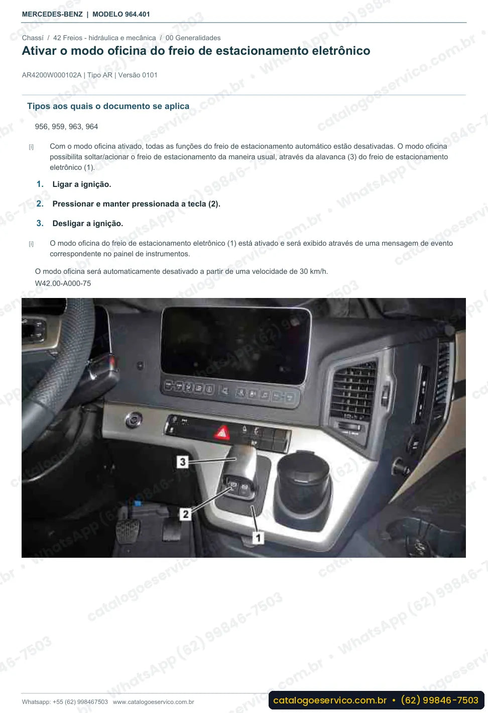 Página de procedimento do manual de oficina Mercedes-Benz Actros 2036 S