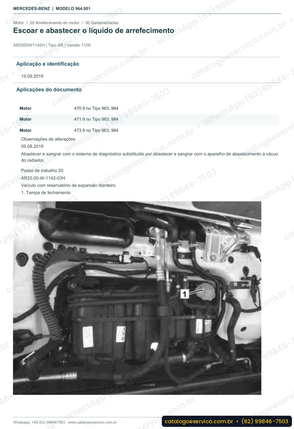 Página de procedimento do manual de oficina Mercedes-Benz Actros 2036