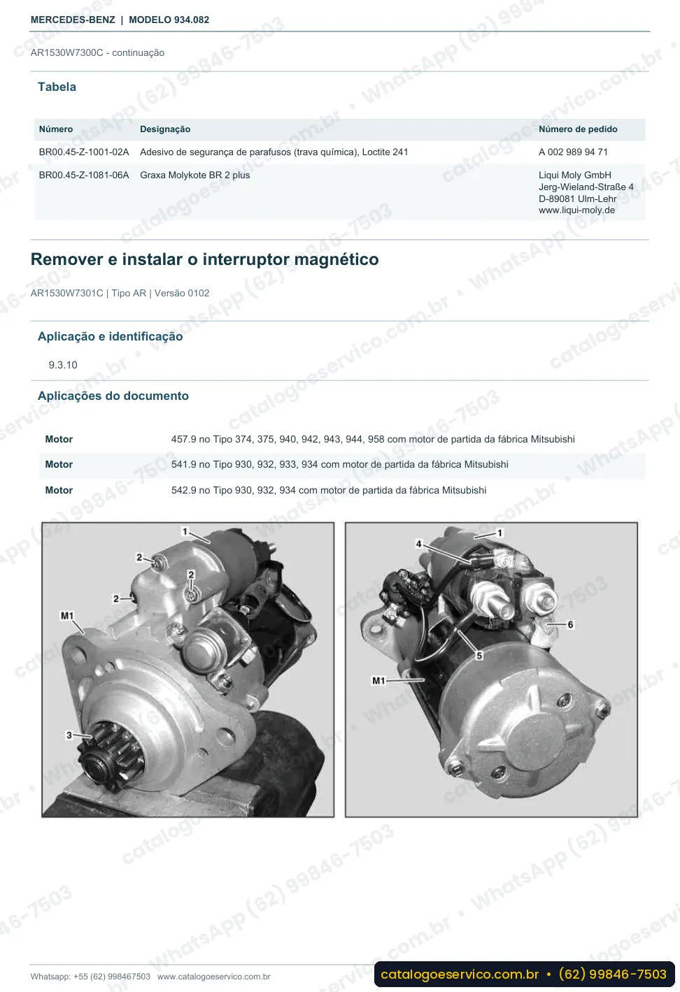 Página de procedimento do manual de oficina Mercedes-Benz Actros 2040 AS