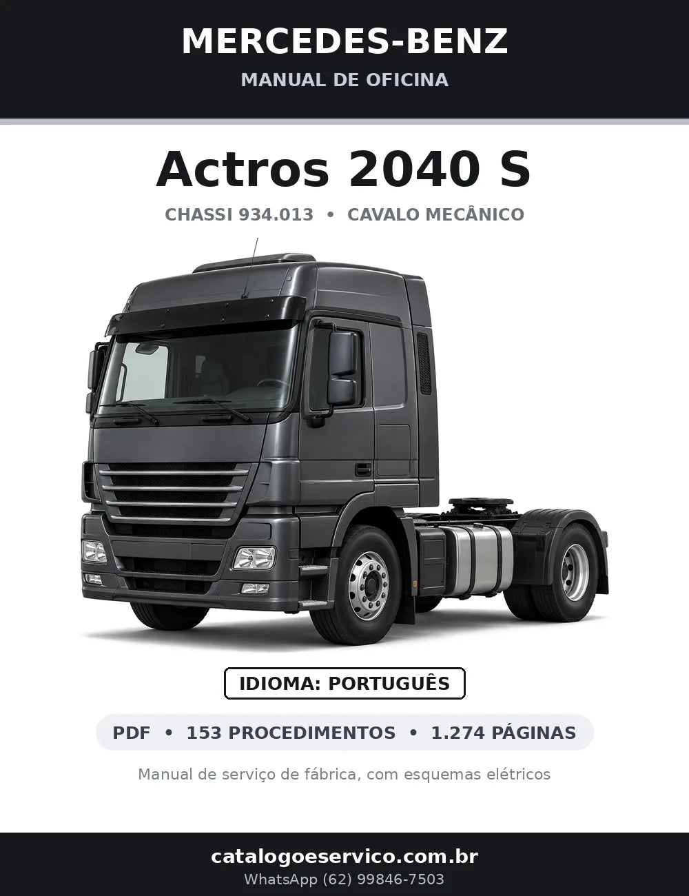 Capa do manual de oficina Mercedes-Benz Actros 2040 S