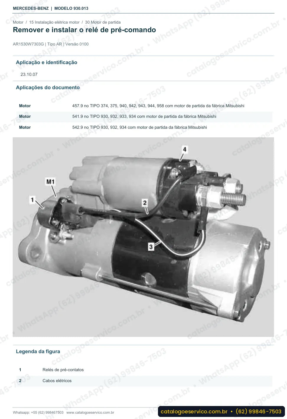 Página de procedimento do manual de oficina Mercedes-Benz Actros 2040