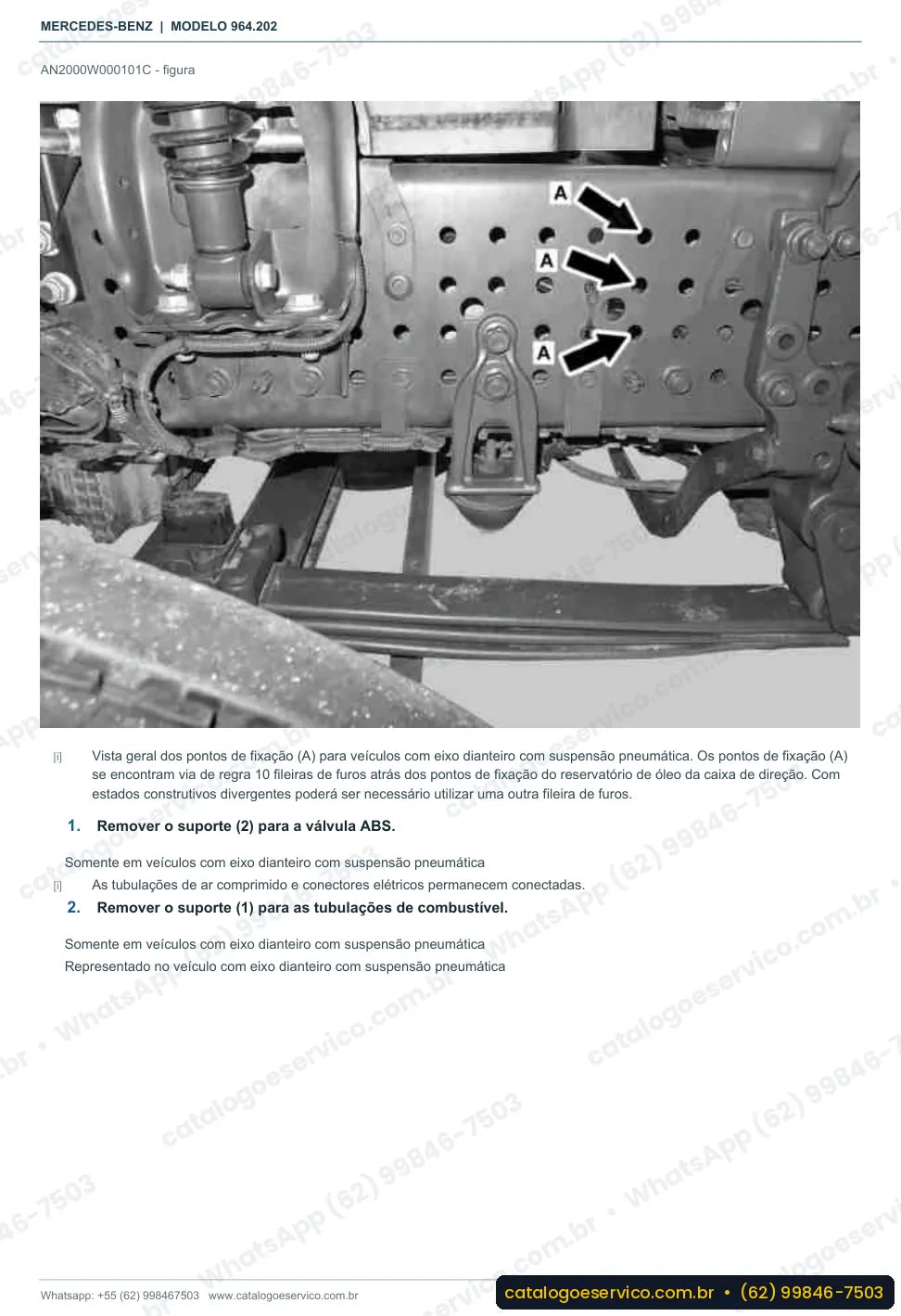 Página de procedimento do manual de oficina Mercedes-Benz Actros 2042 K