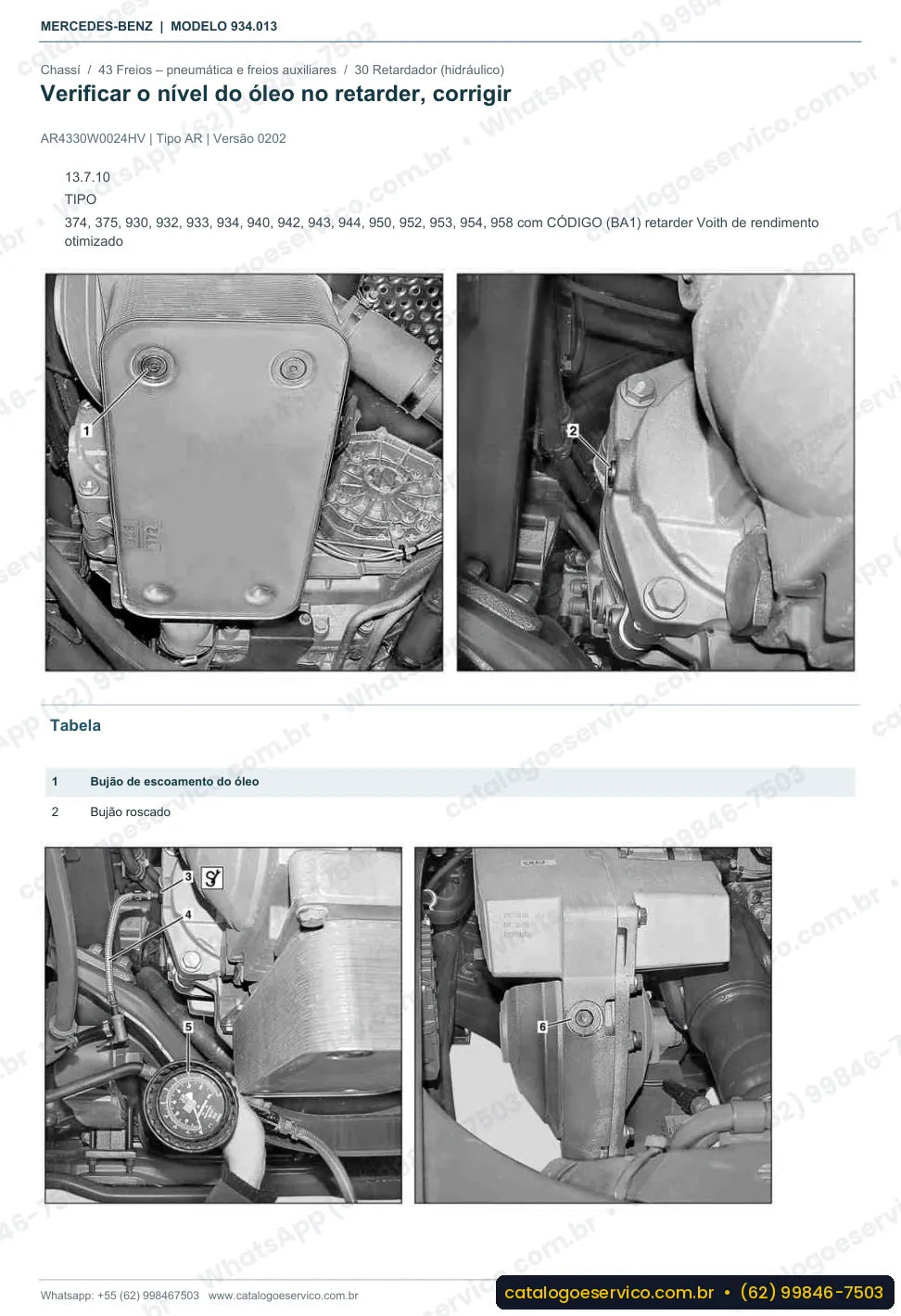Página de procedimento do manual de oficina Mercedes-Benz Actros 2043 S