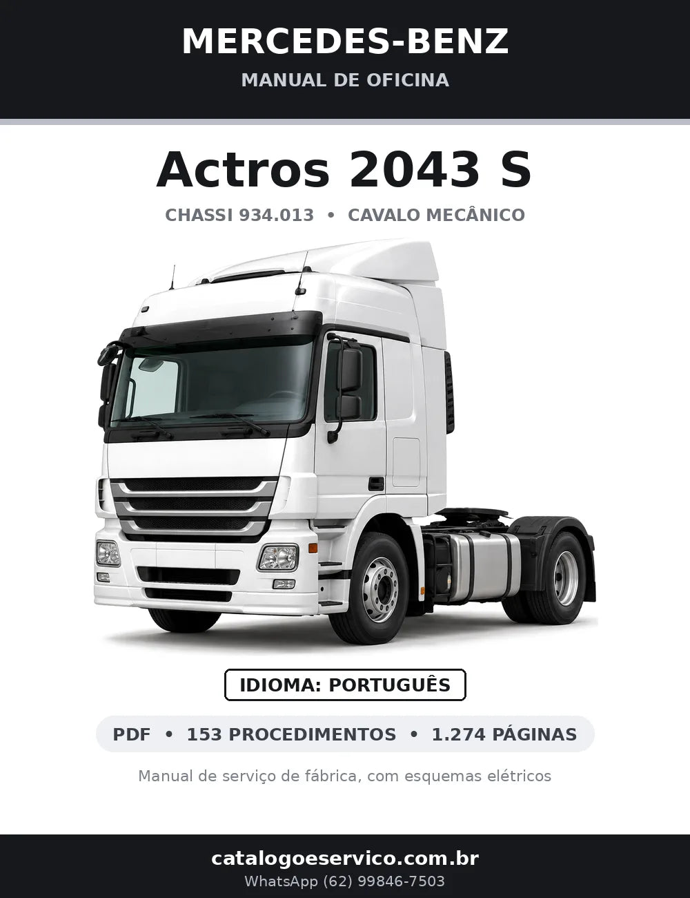 Capa do manual de oficina Mercedes-Benz Actros 2043 S
