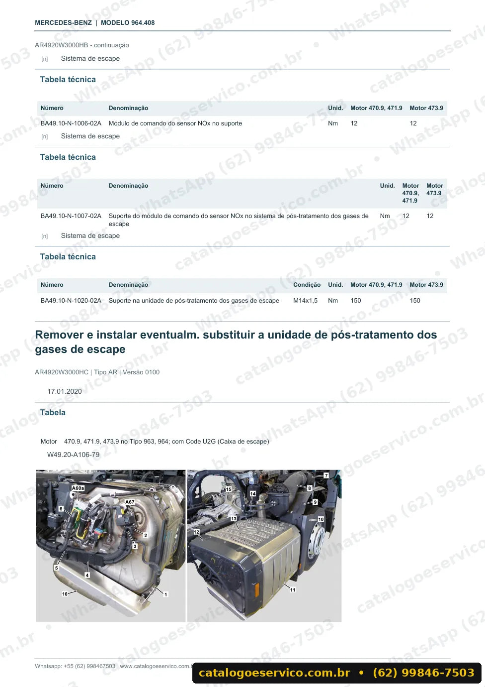 Página de procedimento do manual de oficina Mercedes-Benz Actros 2046 AS